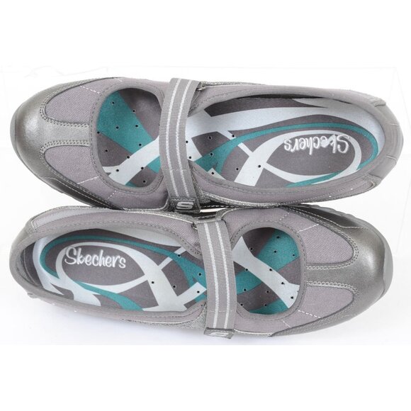 Skechers Speedsters Grey Leather Women's 10 Mary Jane Hook & Loop Slip On Flats - Picture 2 of 8